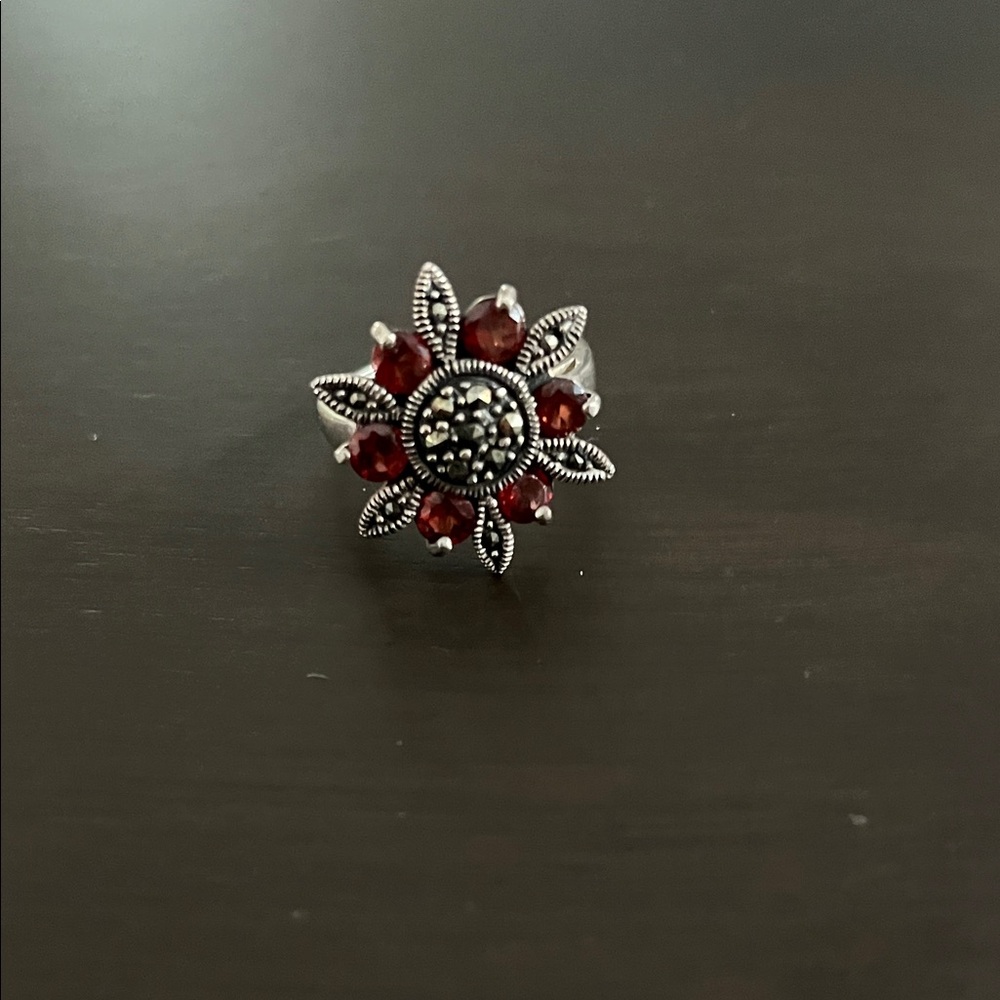 Silver Garnet color Ring